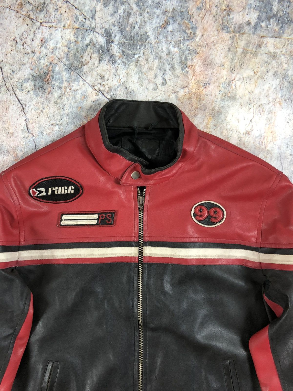 Vintage Racing leather jacket bomber champion Size US XL / EU 56 / 4 - 3 Thumbnail