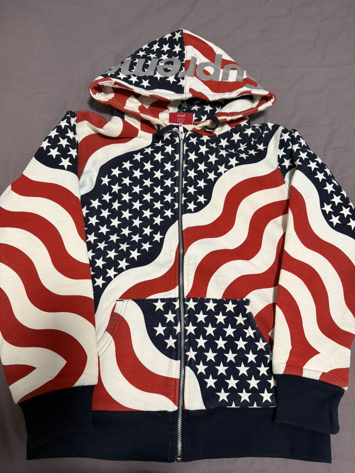 Supreme Supreme 3M Reflective Logo Thermal Zip Up Hoodie FLAGS USA