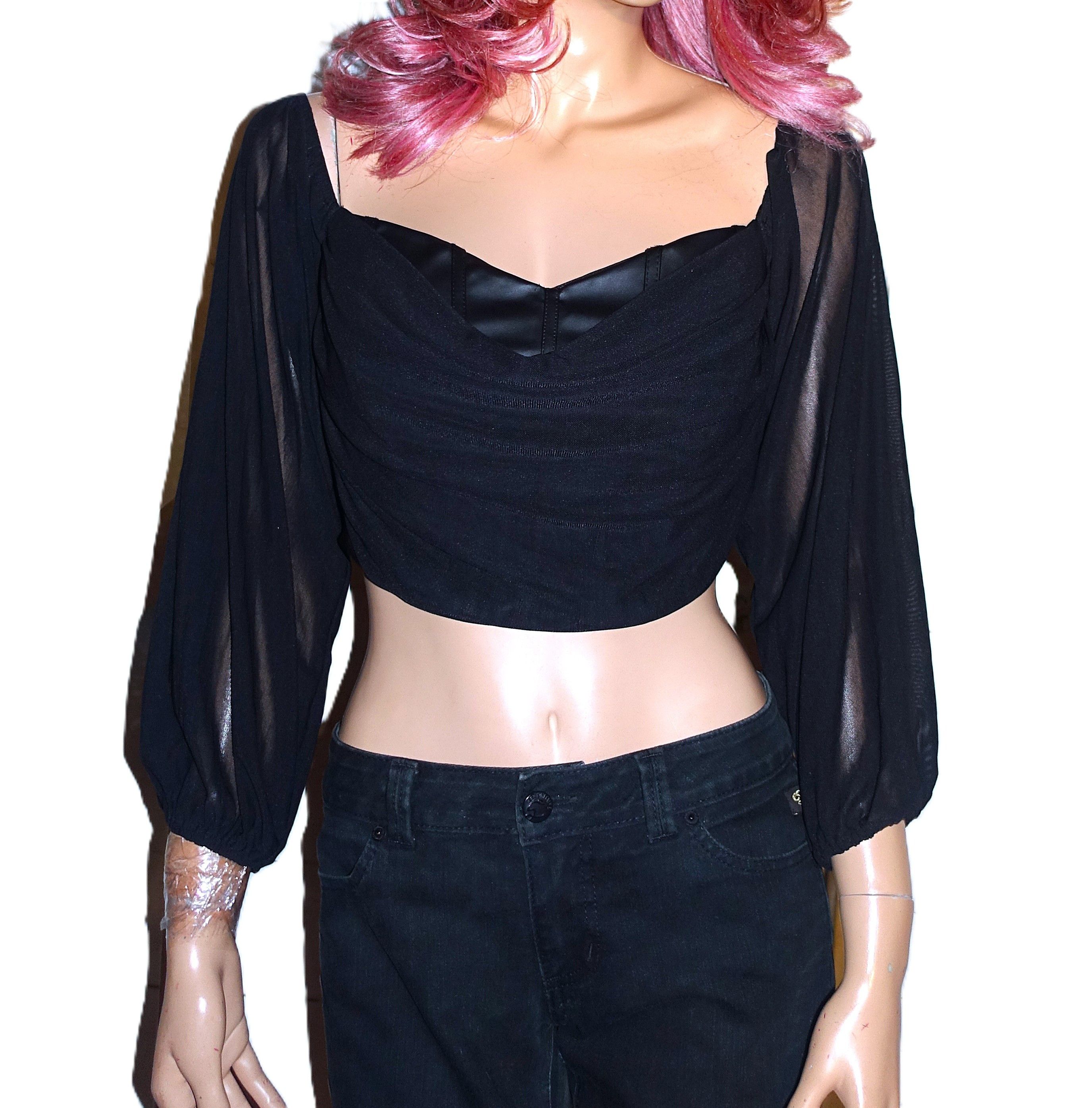 Vintage Windsor Black Faux leather Draped Crop Top M Size M / US 6-8 / IT 42-44 - 1 Thumbnail