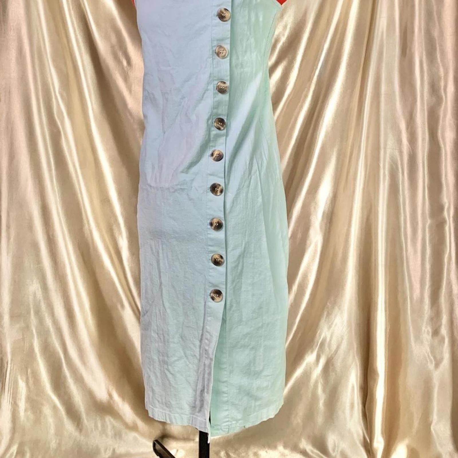 Other Linen preppy sky blue button up maxi dress! Size M / US 6-8 / IT 42-44 - 3 Thumbnail