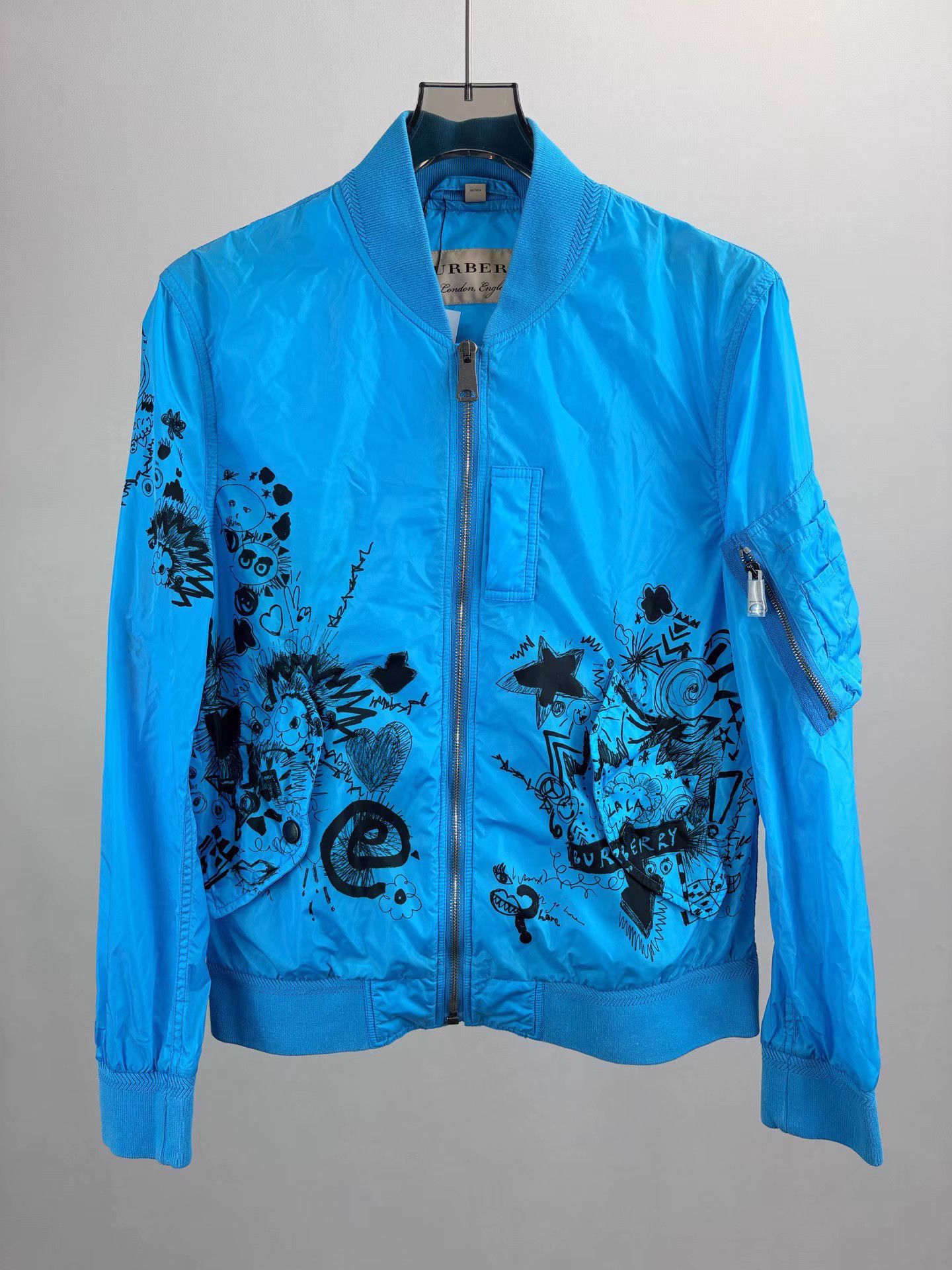 Burberry BURBERRY Blue Graffiti Bomber Jacket K1 Size US L / EU 52-54 / 3 - 1 Thumbnail