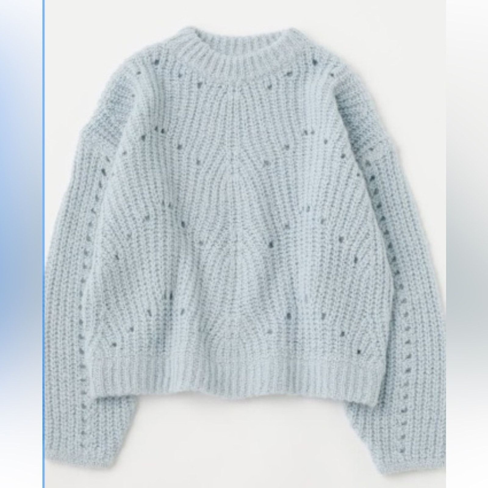 MOUSSY MOUSSY $320 Pale Blue Eyelet Volume Sleeve Sweater sz 1 Sm Size S / US 4 / IT 40 - 15 Thumbnail
