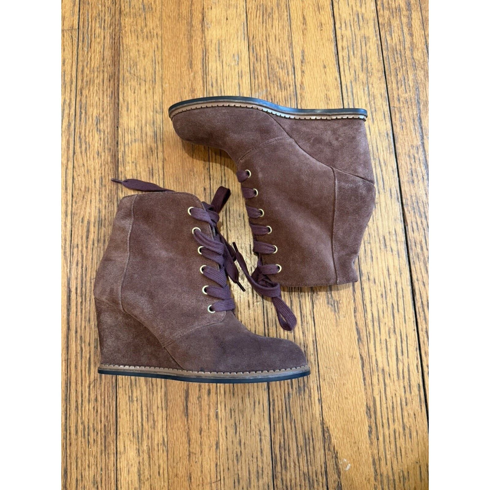 Kate Spade Kate Spade NY Saundra Honey Brown Suede Wedge Boot Size 7.5 Size US 7.5 / IT 37.5 - 1 Thumbnail