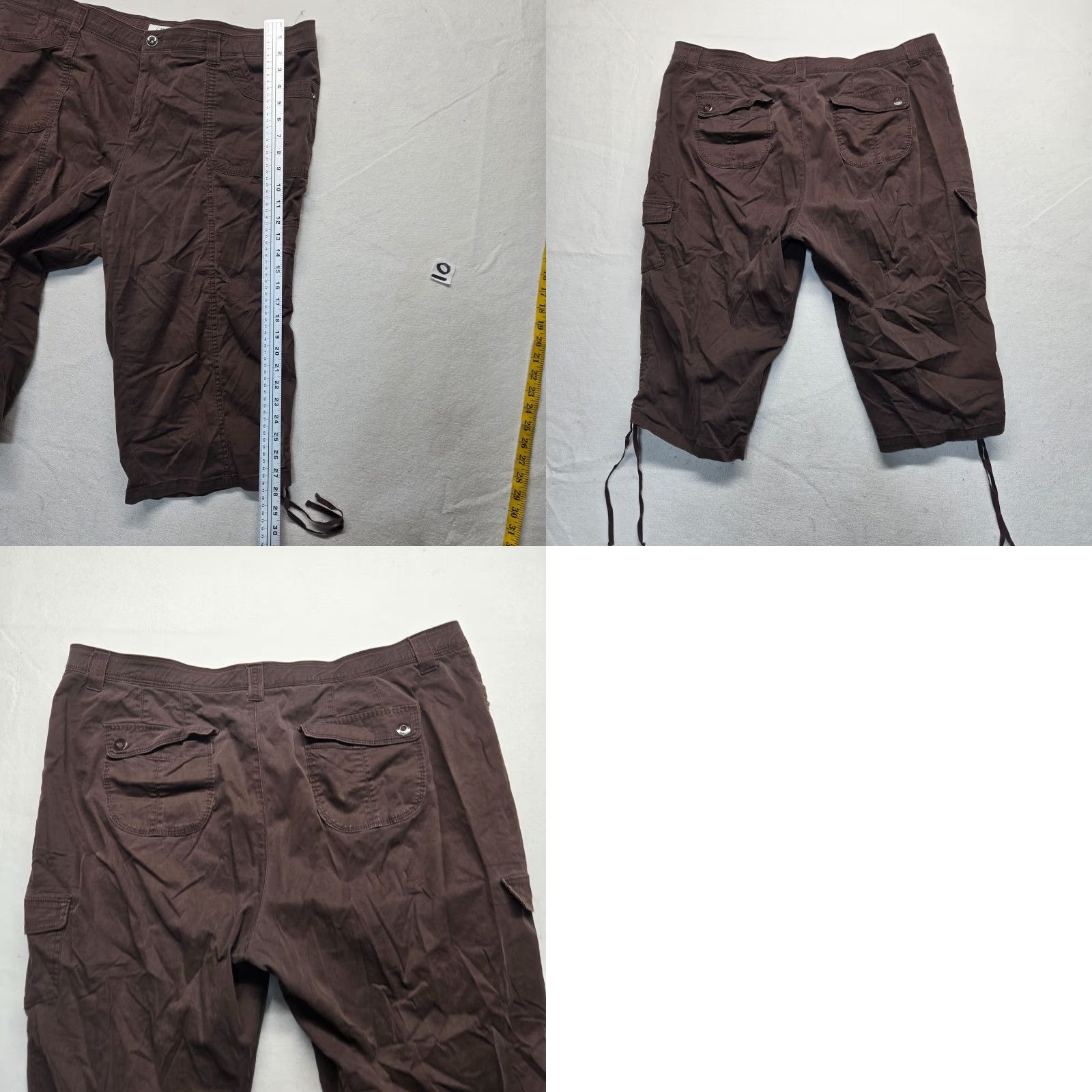 Vintage Cato Women's Knee Length Shorts Adult 20W Brown ZIPPER Pockets Canvas Cotton Chino Casual, Activewear, Travel Womens Size 42" / US 20 - 8 Thumbnail