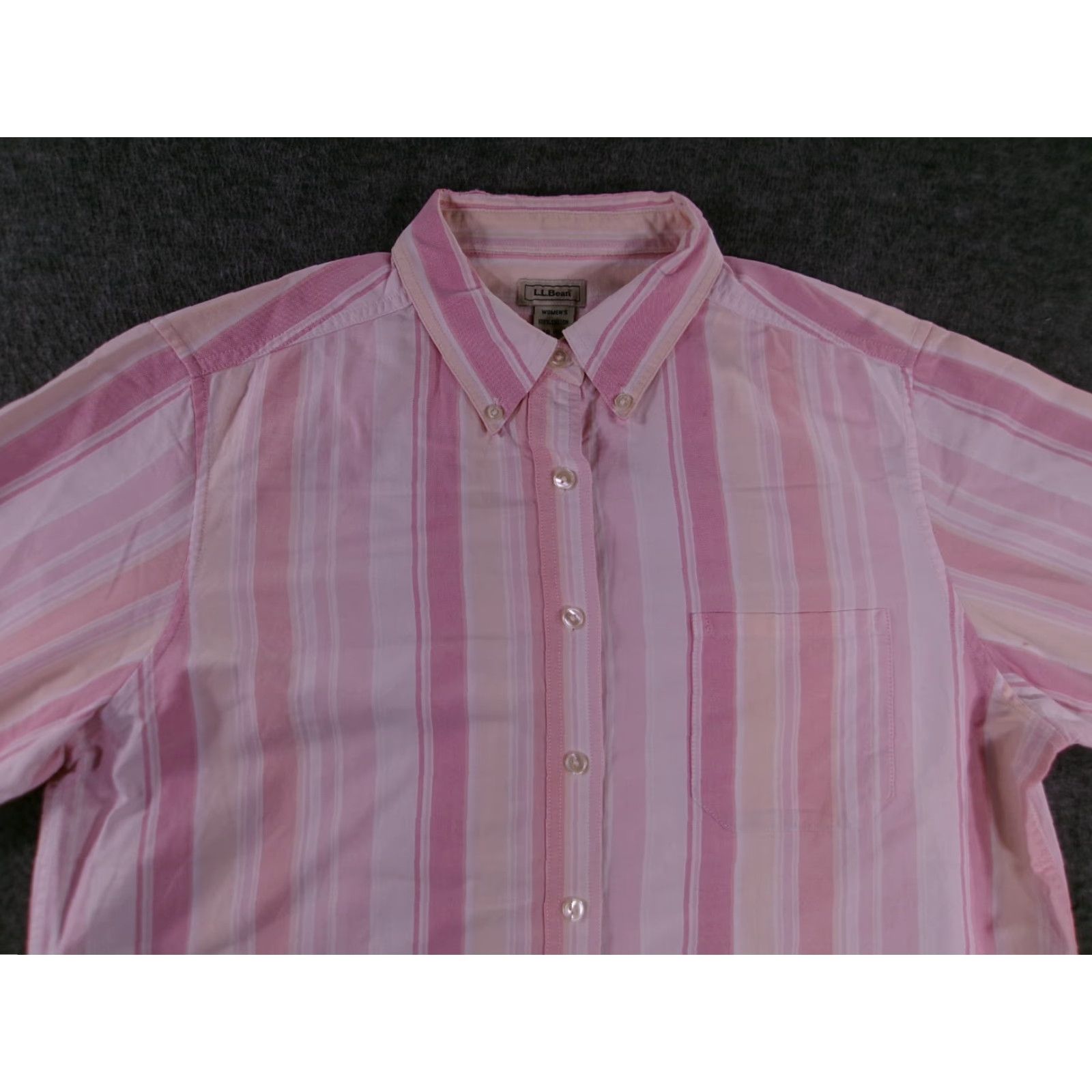 Vintage L.L. Bean Button-Up Shirt Women Large Pink Striped Casual Long Sleeve Collared Bas e Layer Beach Classic 80s 90s Outdoor Workwear Size L / US 10 / IT 46 - 4 Thumbnail