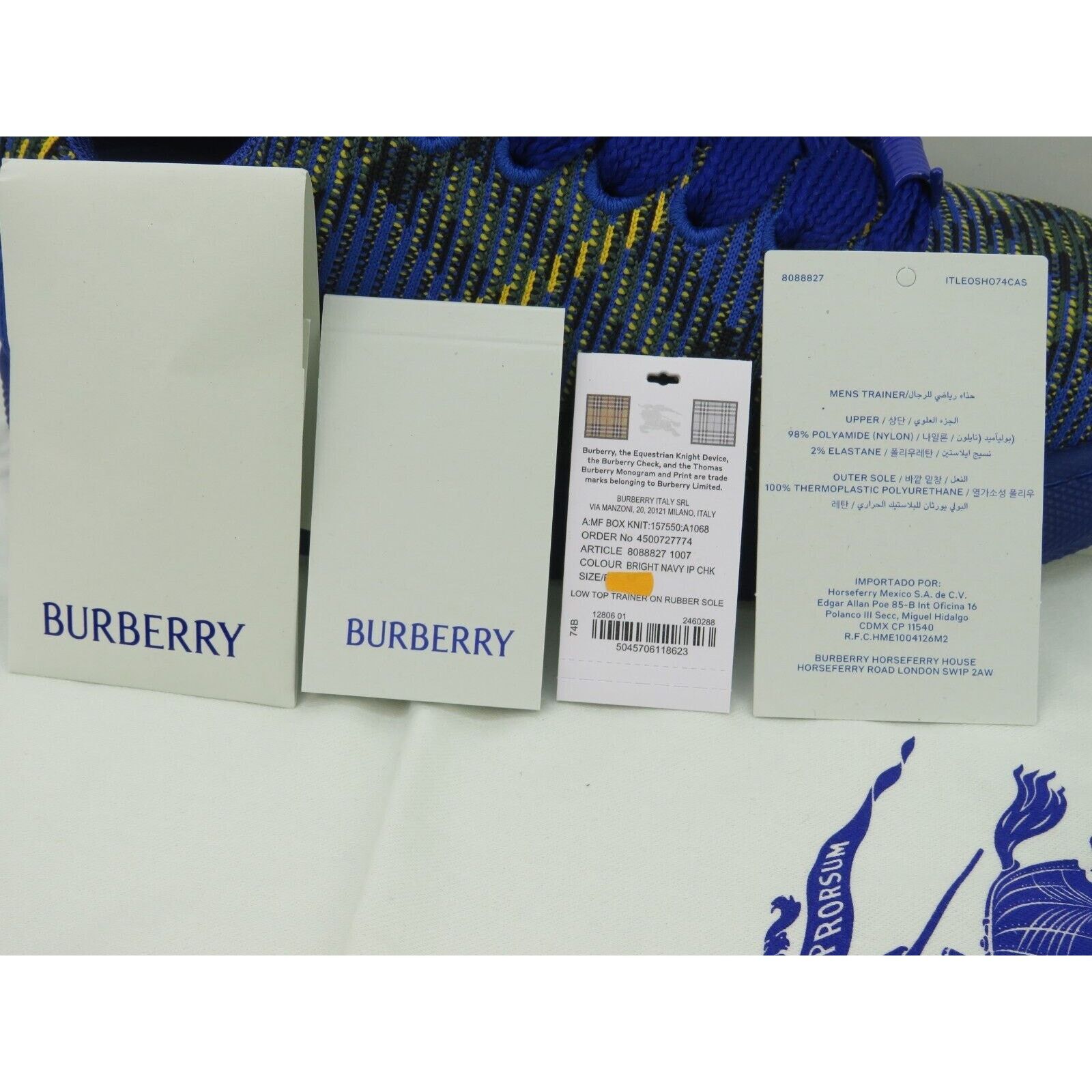 Burberry BURBERRY BOX NAVY BLUE CHECK CANVAS LOGO SNEAKERS 8 US 41 Size US 8 / EU 41 - 11 Thumbnail
