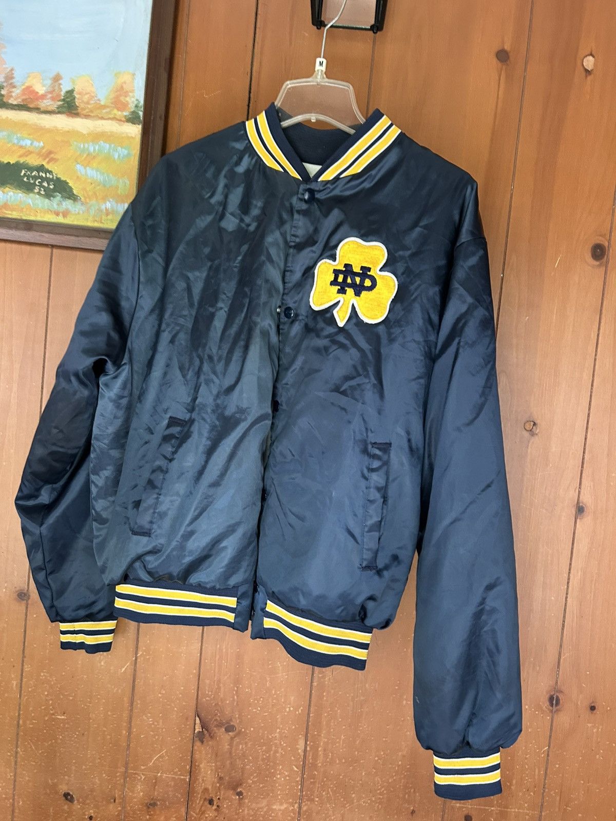Other Vintage Notre Dame Locker Spell Out Satin Bomber Jacket - XL Size US XL / EU 56 / 4 - 4 Thumbnail