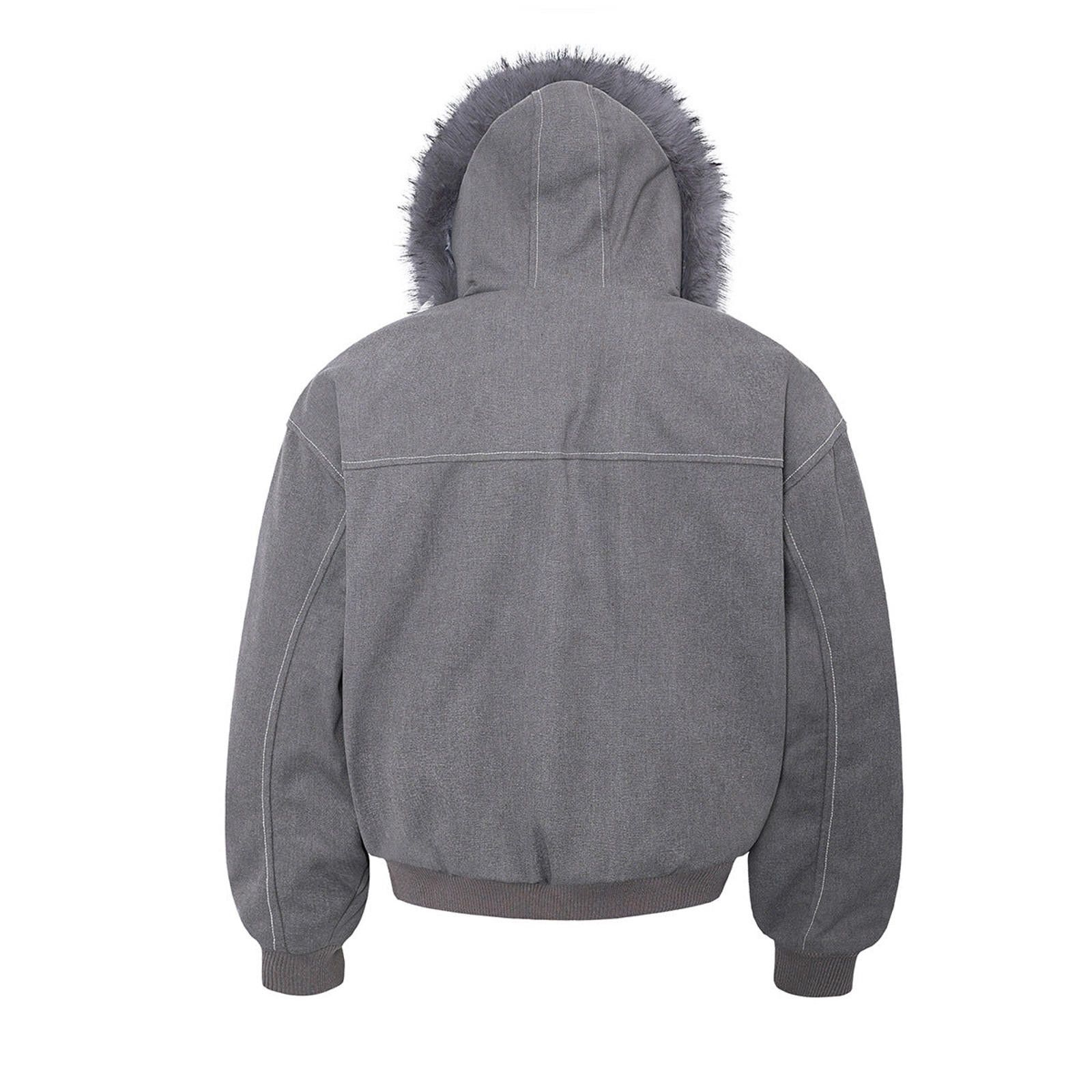 Japanese Brand Gray Hooded Bomber Jacket with Faux Fur Trim Size US M / EU 48-50 / 2 - 4 Thumbnail