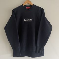 Supreme Navy Box Logo Crewneck | Grailed