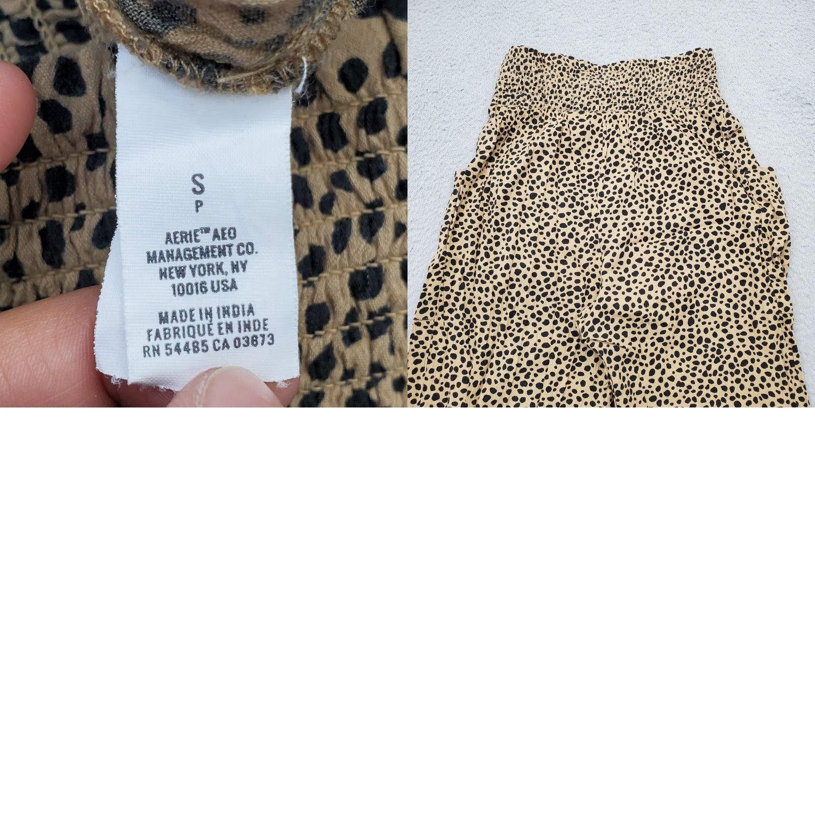 Vintage Aerie Lounge Pants Womens S Multi Animal Print Smocked Waist Tasseled Drawstring Size 28" / US 6 / IT 42 - 8 Thumbnail