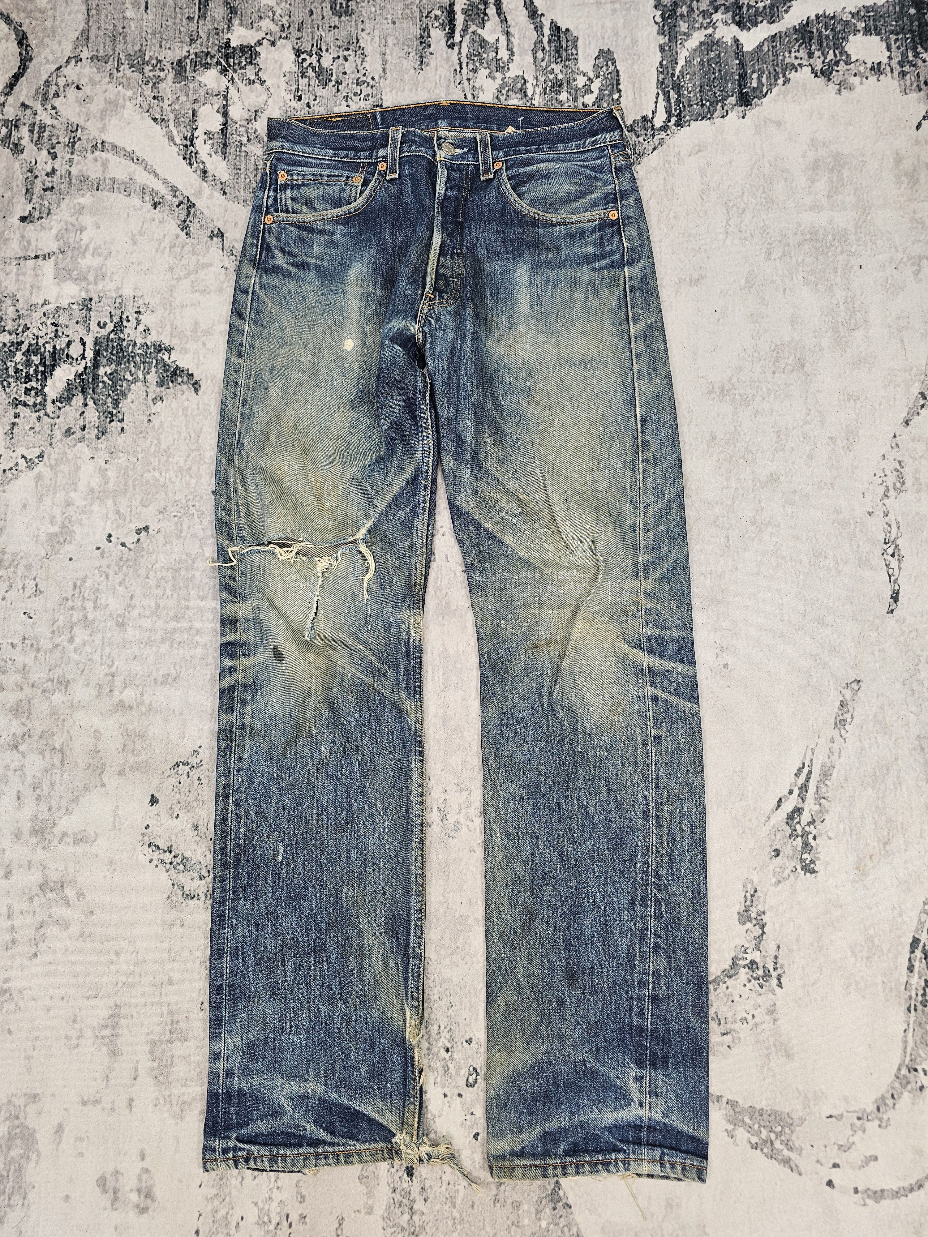 Levi's Vintage Clothing Vtg 90'S LEVIS 501 Distressed Stone Wash Blue Jeans L0521 Size US 31 - 1 Thumbnail