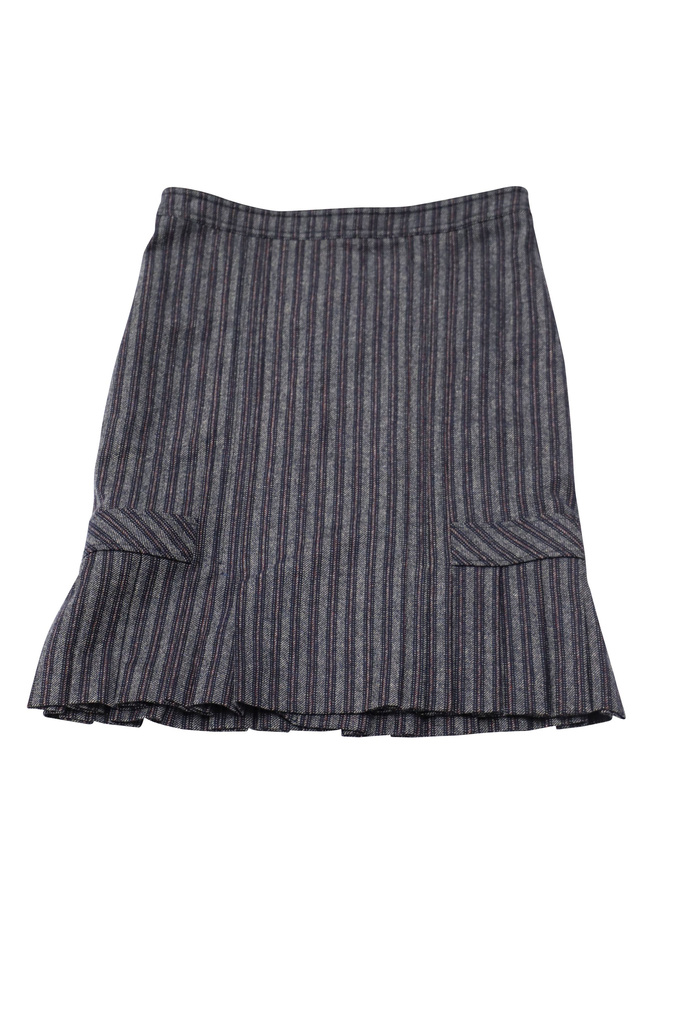 Max Mara Maxmara Ruffled Hem Skirt in Blue Wool Size 28" / US 6 / IT 42 - 1 Thumbnail