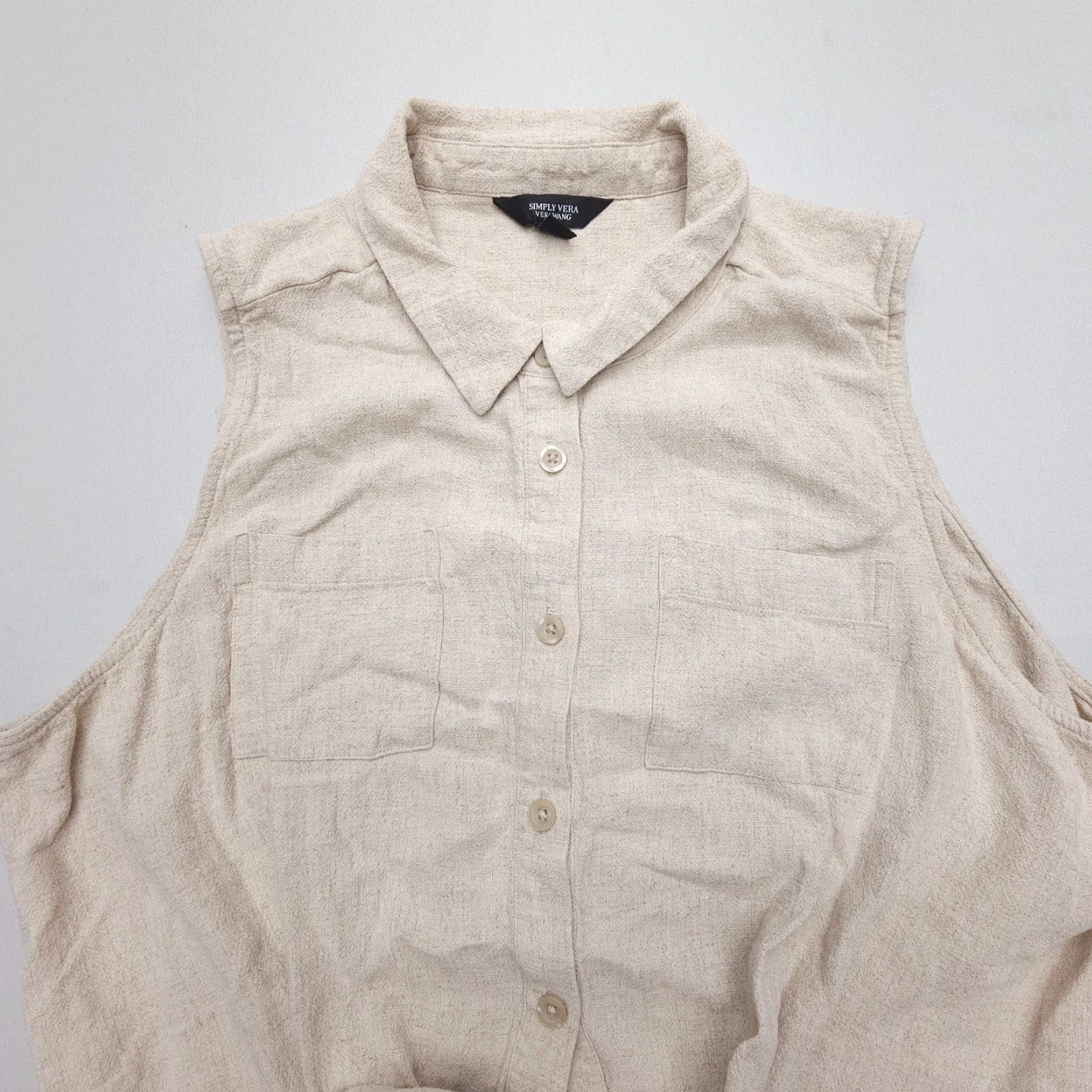Vintage Simply Vera Vera Wang Jumpsuit Romper Women XL Beige Button Casual Minimalist Bohemian Size XL / US 12-14 / IT 48-50 - 3 Thumbnail