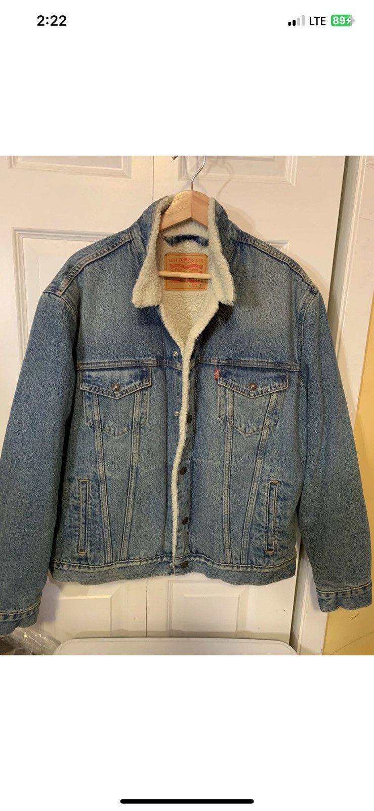 Levi's Levis mens sz L jacket trucker sherpa lined denim blue jean Size US L / EU 52-54 / 3 - 3 Thumbnail