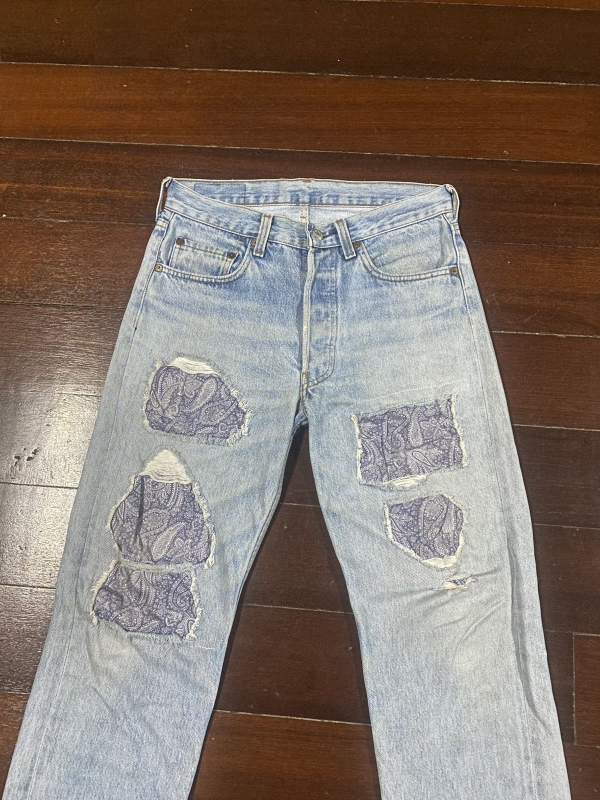 Levi's Vintage 70s 80s Levis 501 distressed rework patch mud wash Size US 30 / EU 46 - 5 Thumbnail