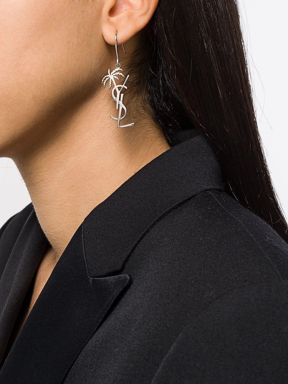 Yves Saint Laurent Yves Saint Laurent (YSL) Cassandre Palm Earrings | Silver Size ONE SIZE - 1 Thumbnail