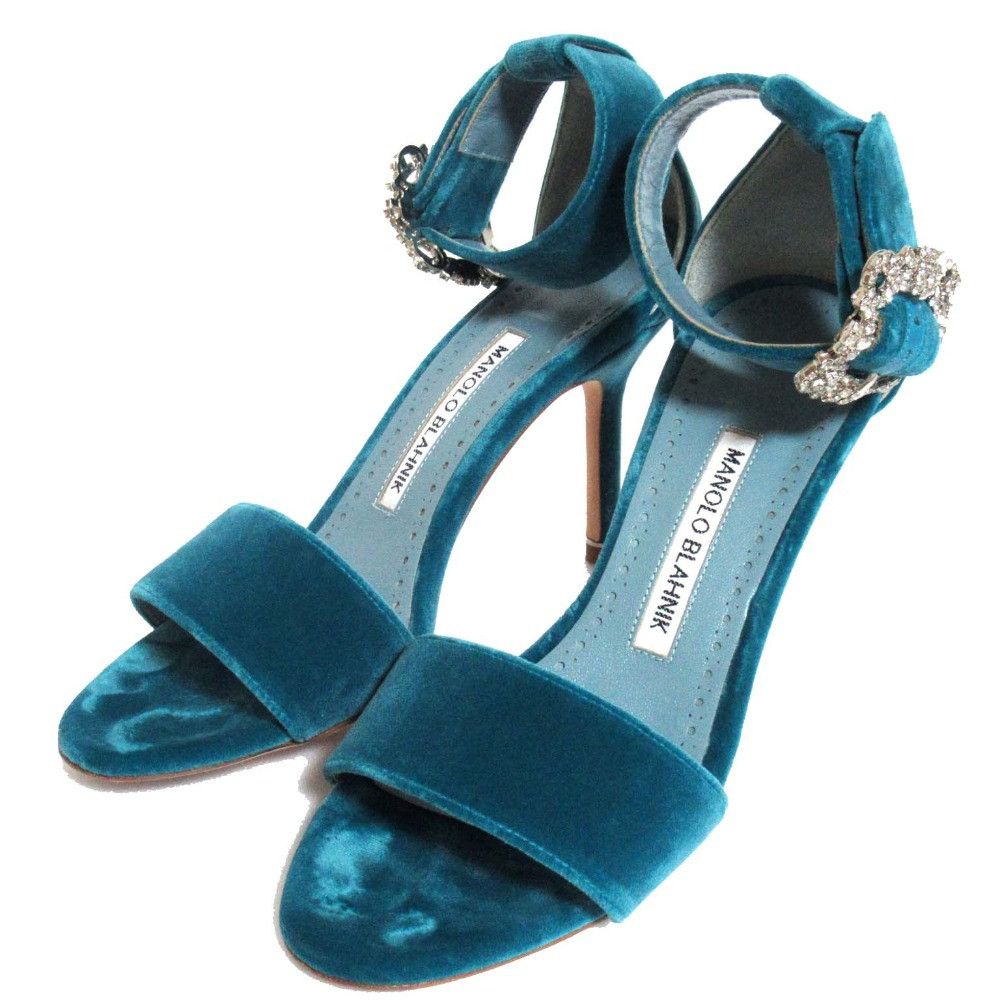 Manolo Blahnik Manolo Blahnik Manolo Blahnik Bijou Motif Velvet Sandals Suede Shoes DUTY FREE for USA Size ONE SIZE - 1 Thumbnail