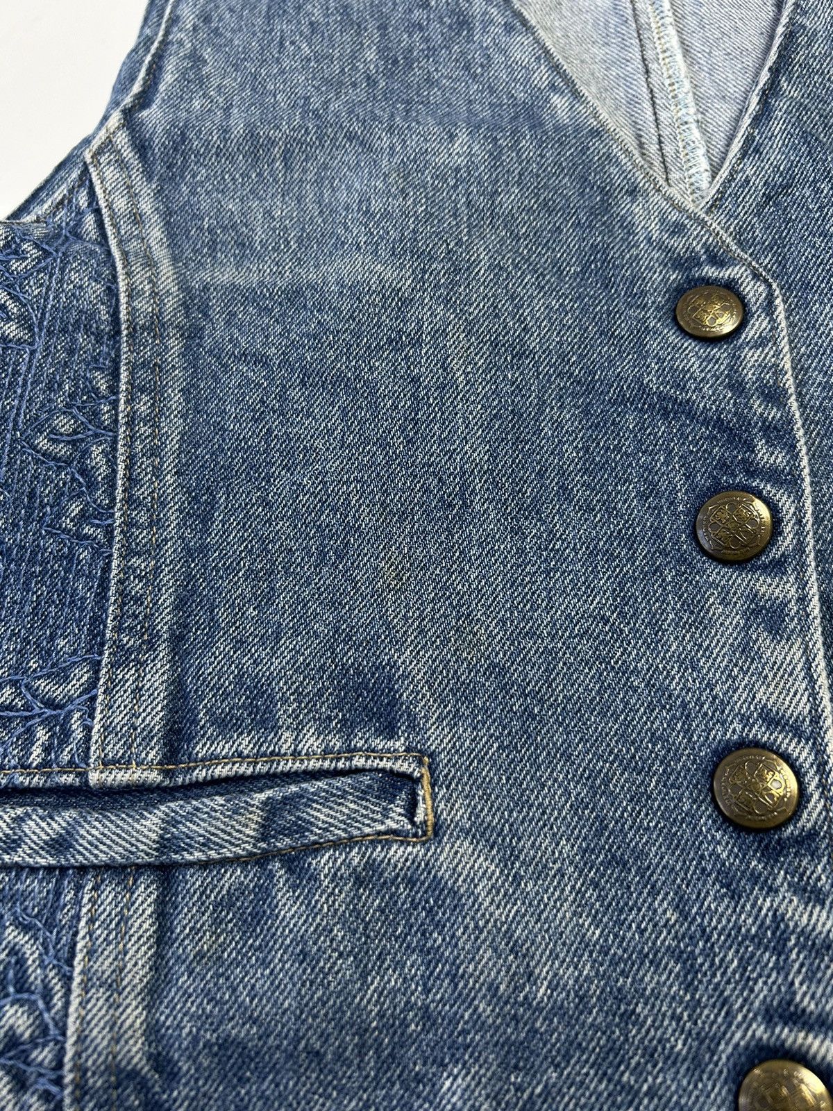 Japanese Brand EMBROIDERY DENIM VEST Size ONE SIZE - 6 Thumbnail