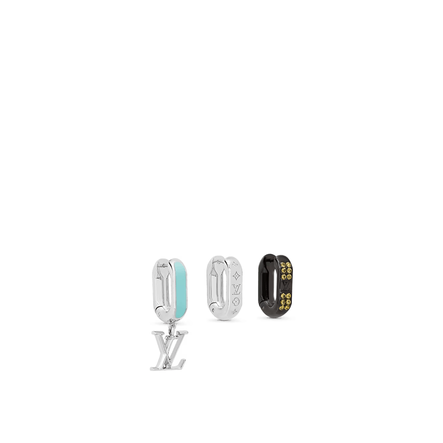 Louis Vuitton LOUIS VUITTON EARRINGS SILVER GOLD MONOGRAM LV LOGO