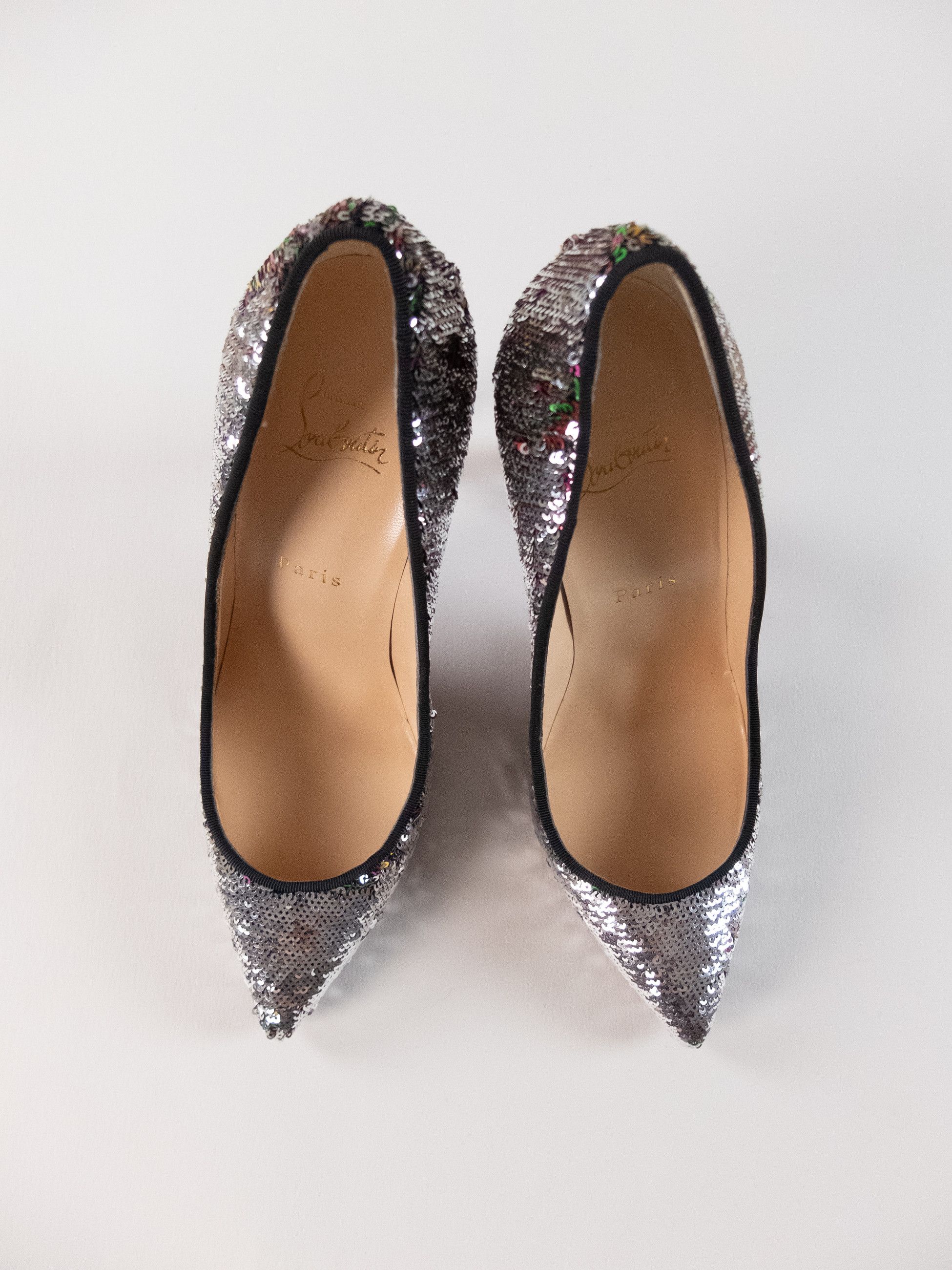 Christian Louboutin CHRISTIAN LOUBOUTIN Pigalle Follies silver sequin pumps 9 Size US 9 / IT 39 - 2 Thumbnail