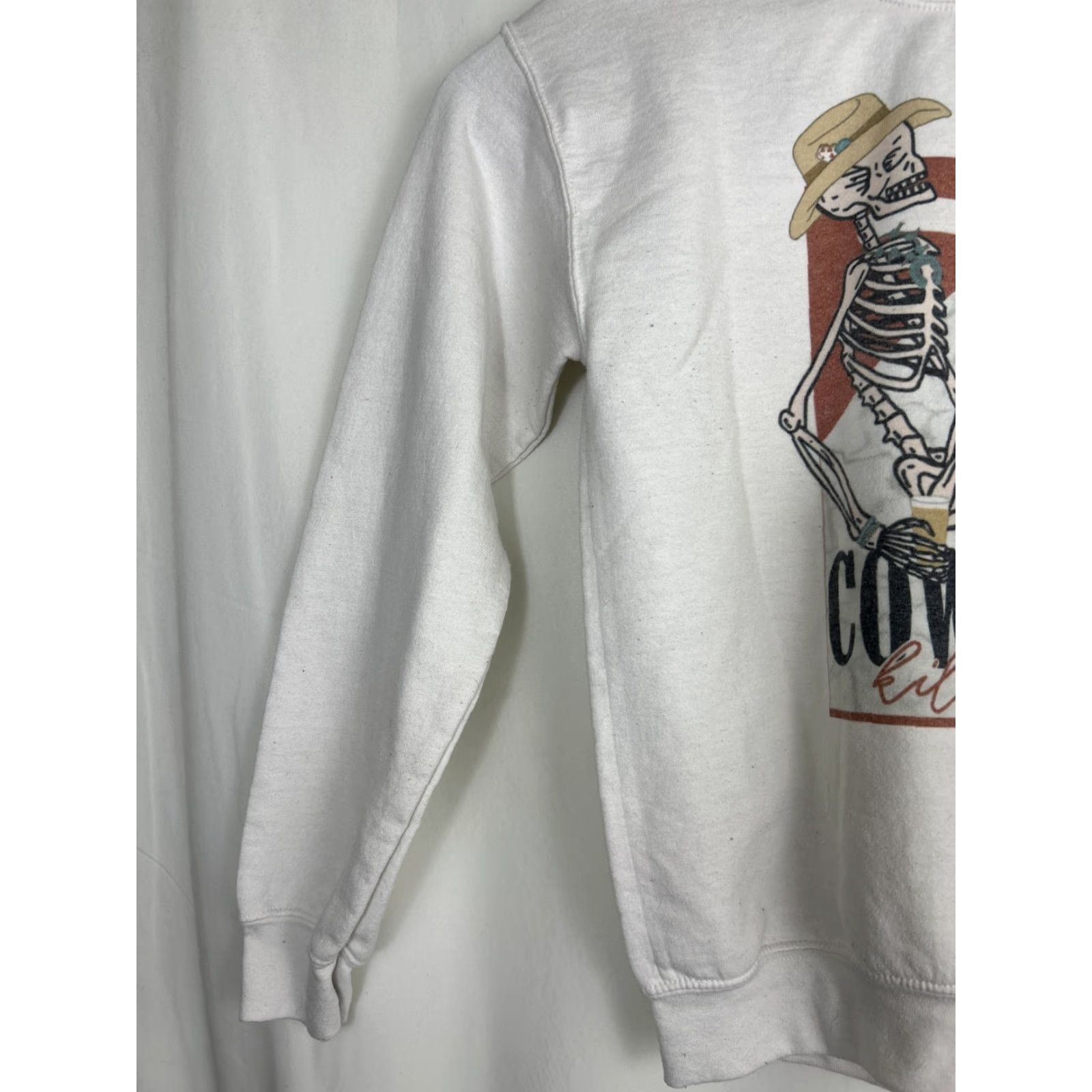 Gildan VINTAGE Gildan Womens Crew Neck Sweater Cowboys Cowgirl White Small Pullover Candy Cotton Blend Size S / US 4 / IT 40 - 2 Thumbnail