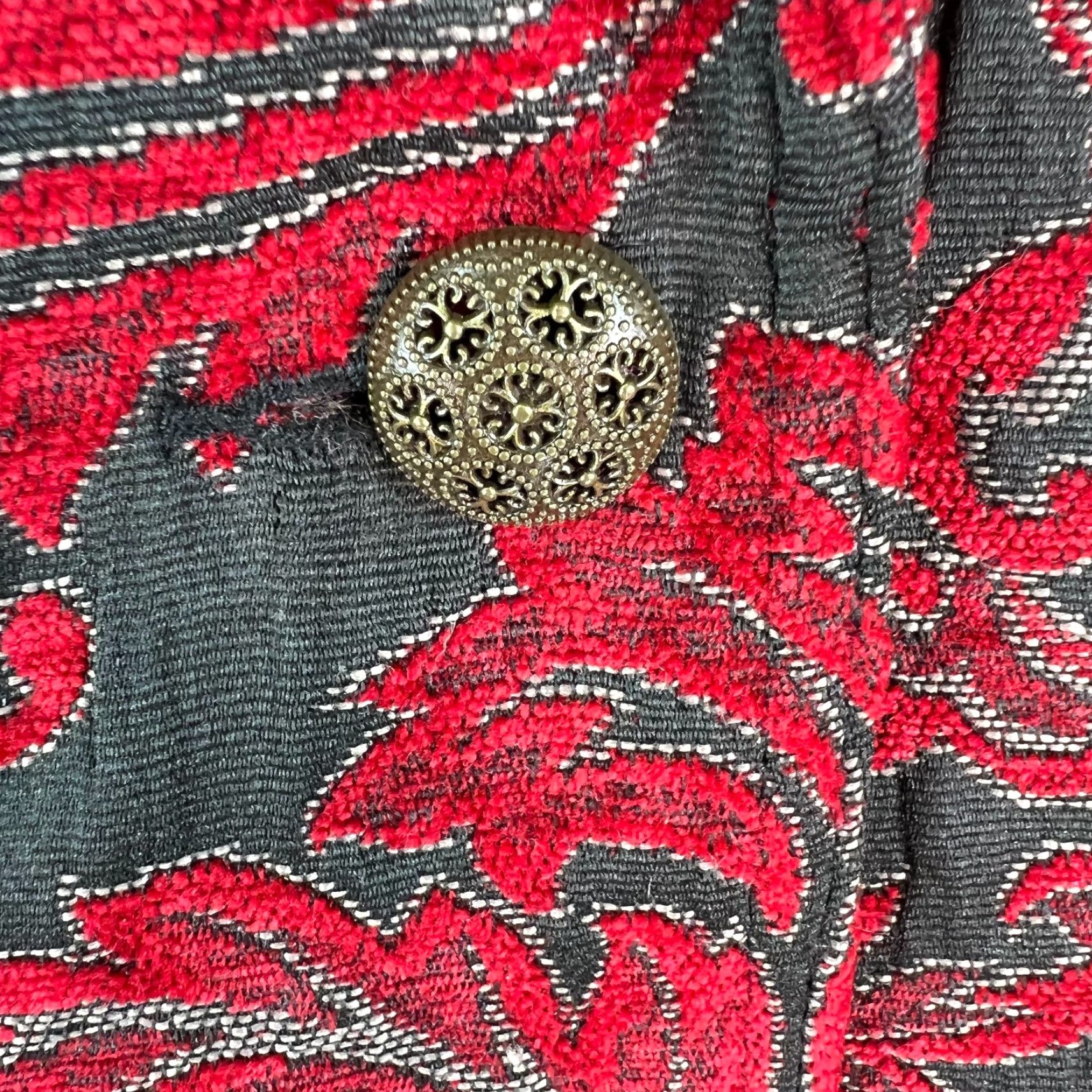 Vintage Erin London Blazer - Red Floral Notch Collar Long Sleeve Single-Breasted Jacket, Size S, Women Size S / US 4 / IT 40 - 4 Thumbnail