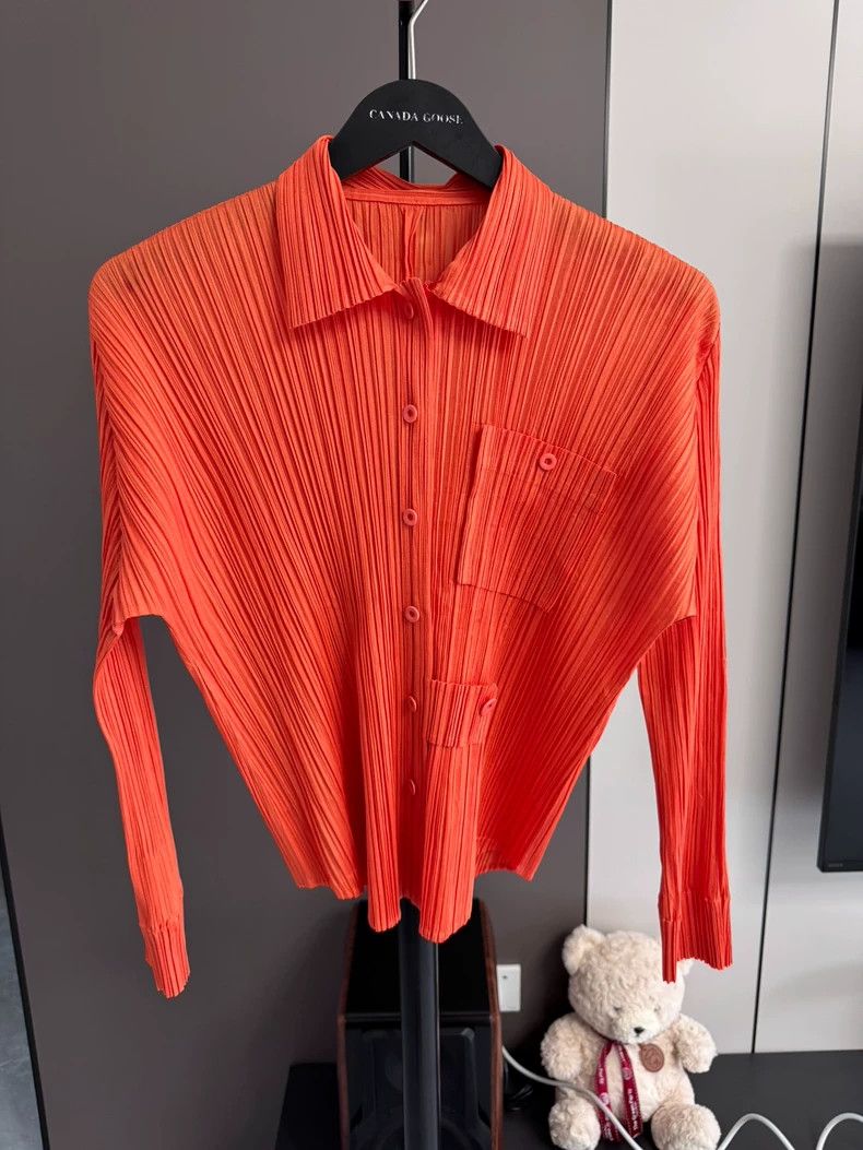 Issey Miyake Issey Miyake size:3 Orange pleated cardigan Size S / US 4 / IT 40 - 1 Thumbnail