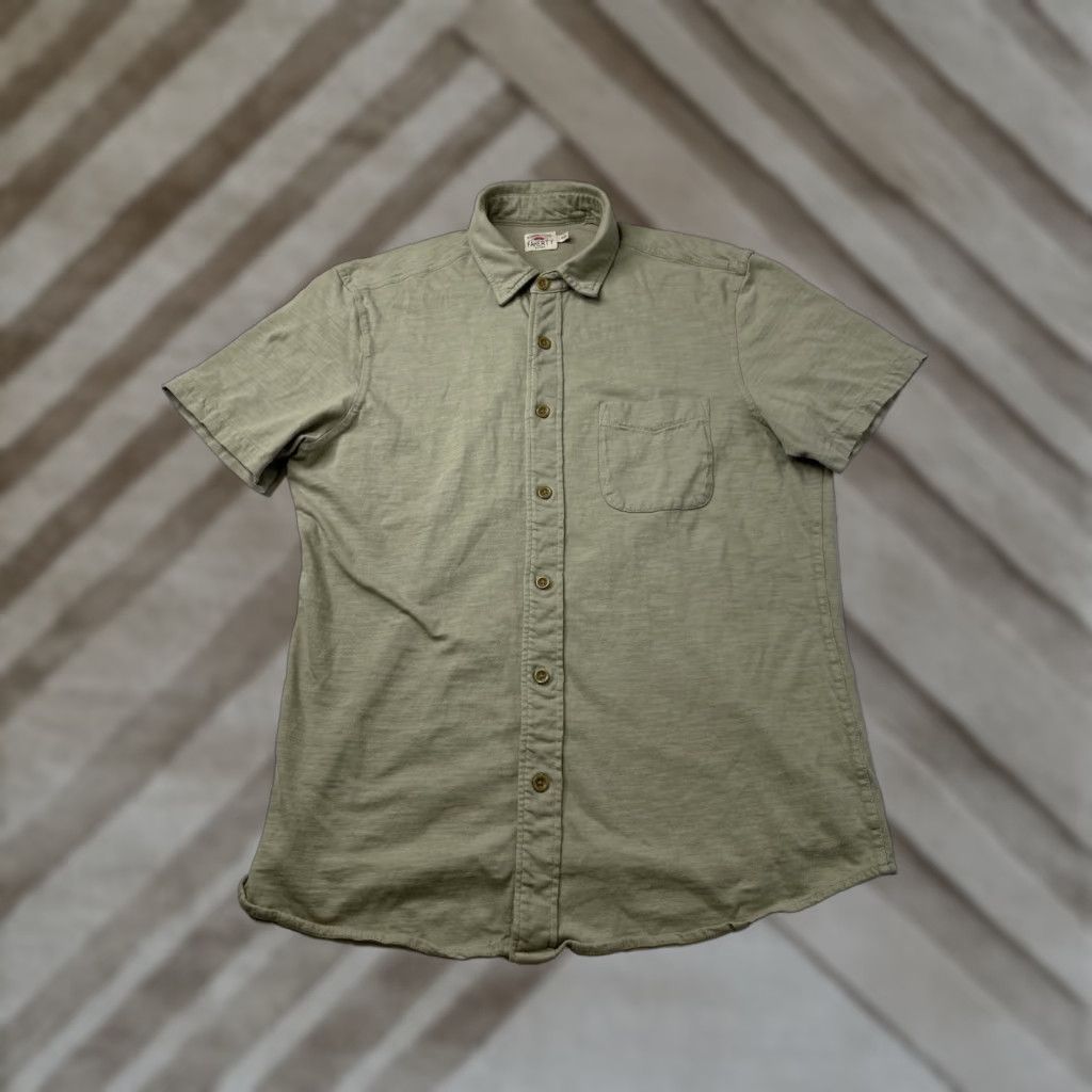 Faherty Faherty Shirt Button-Up Short Sleeve Green Cotton Mens Medium Pocket Casual Regular Size US M / EU 48-50 / 2 - 1 Thumbnail