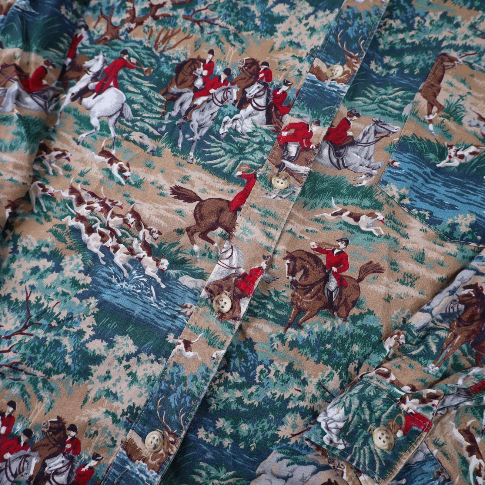 Vintage VTG Gotcha Covered Classic Fox Hunting Pattern Button Up Size US L / EU 52-54 / 3 - 4 Thumbnail