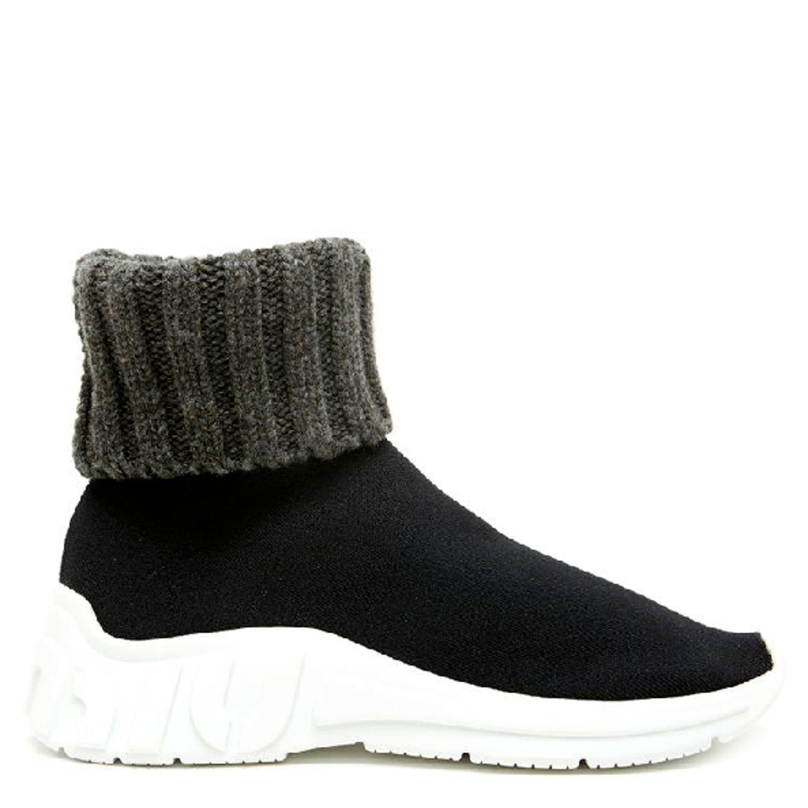 image of Miu Miu Black 5T285C Fabric Lettering Logo Sock Hi Top Sneakers 41, Women's (Size 11)