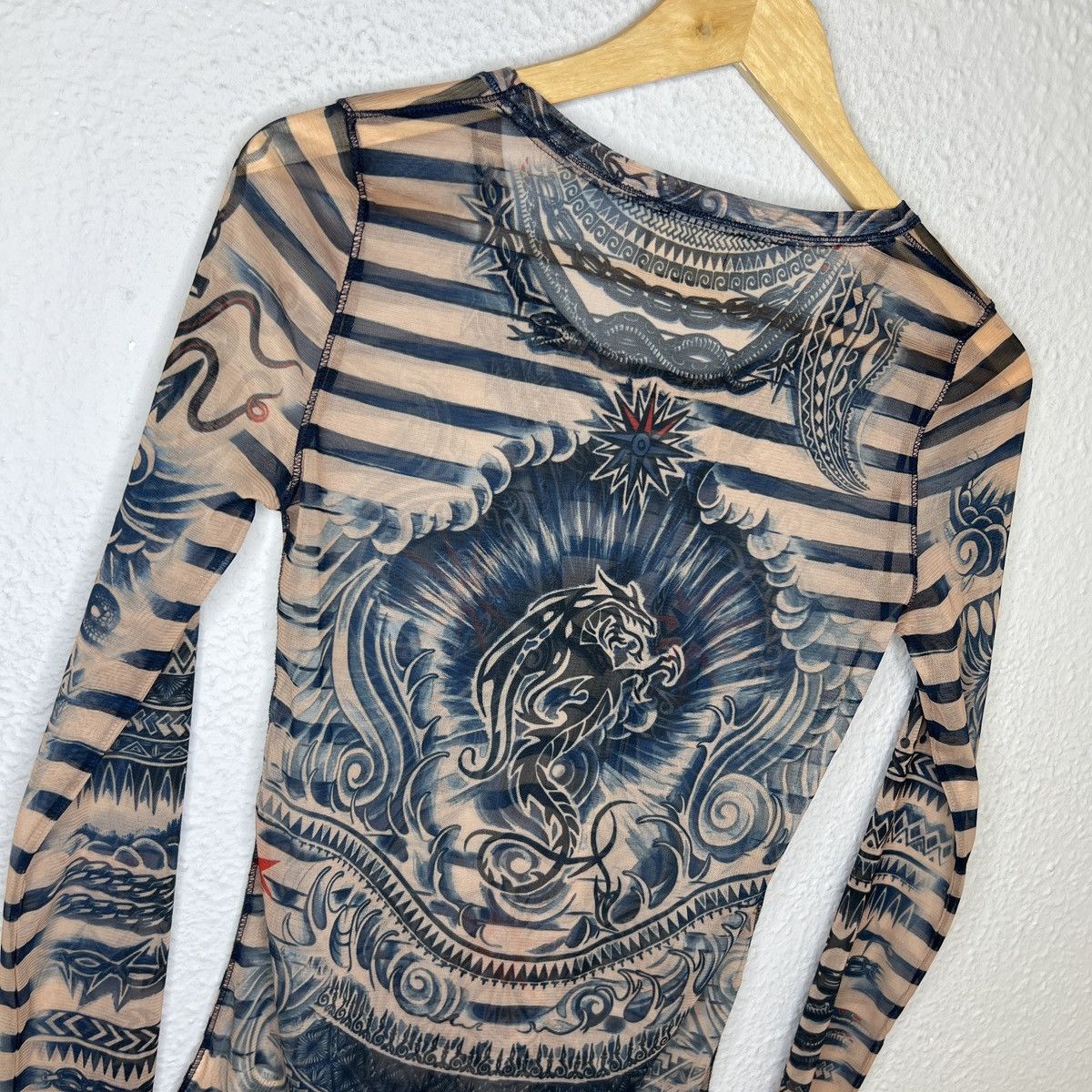 Jean Paul Gaultier Jean Paul Gaultier Mesh Top Tattoo Long Sleeve Blouse Multi Size M / US 6-8 / IT 42-44 - 8 Thumbnail