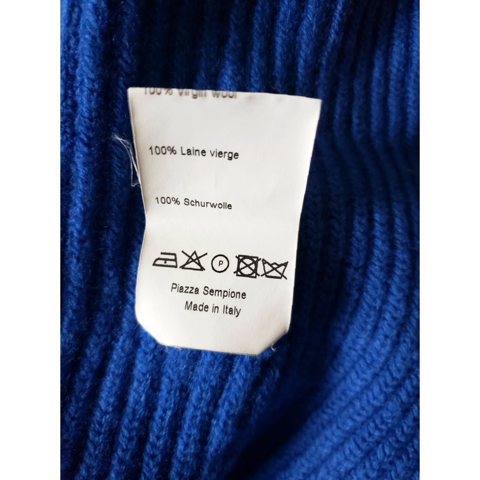 Piazza Sempione Piazza Sempione Cardigan - Chunky Ribbed Short Sleeve Topper - Blue - 44/US 8 - 100% Virgin Wool - Mock Neck - Button Closure - A-line - Women Size 30" / US 8 / IT 44 - 7 Thumbnail