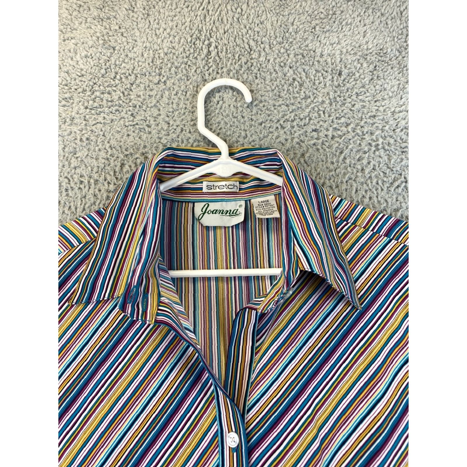 Vintage Joanna Shirt Women's L Brown Blue Stretch Long Sleeve Button Front / 80-35 Size L / US 10 / IT 46 - 3 Thumbnail