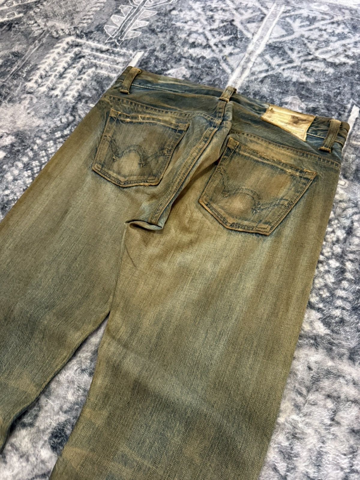 If Six Was Nine EDWIN 503 Earthy Mud Wash Patina Fade Distressed Jeans Size US 30 / EU 46 - 12 Thumbnail