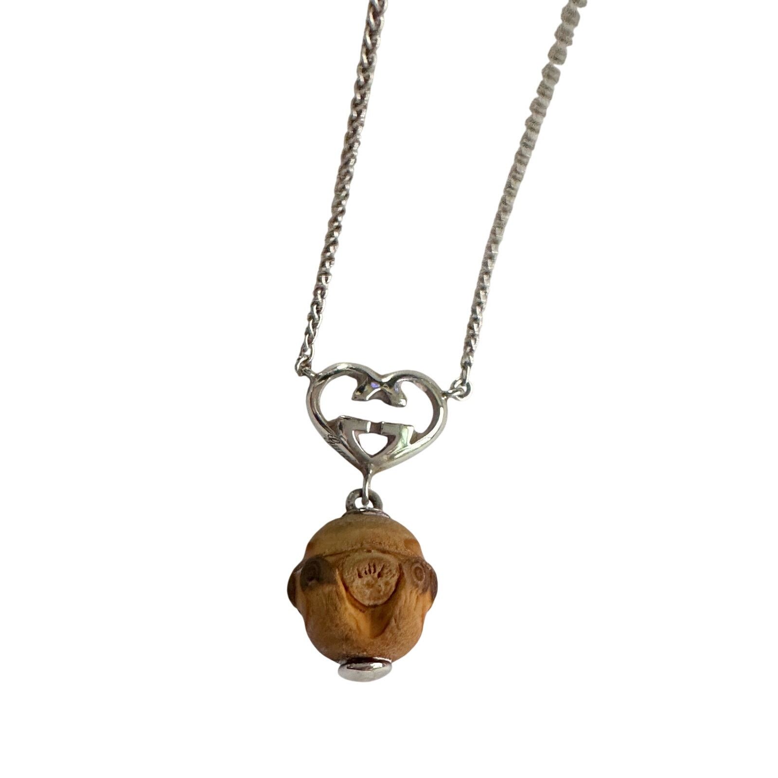 Gucci Gucci Silver G Interlocking Heart Bamboo Necklace Size ONE SIZE - 5 Thumbnail