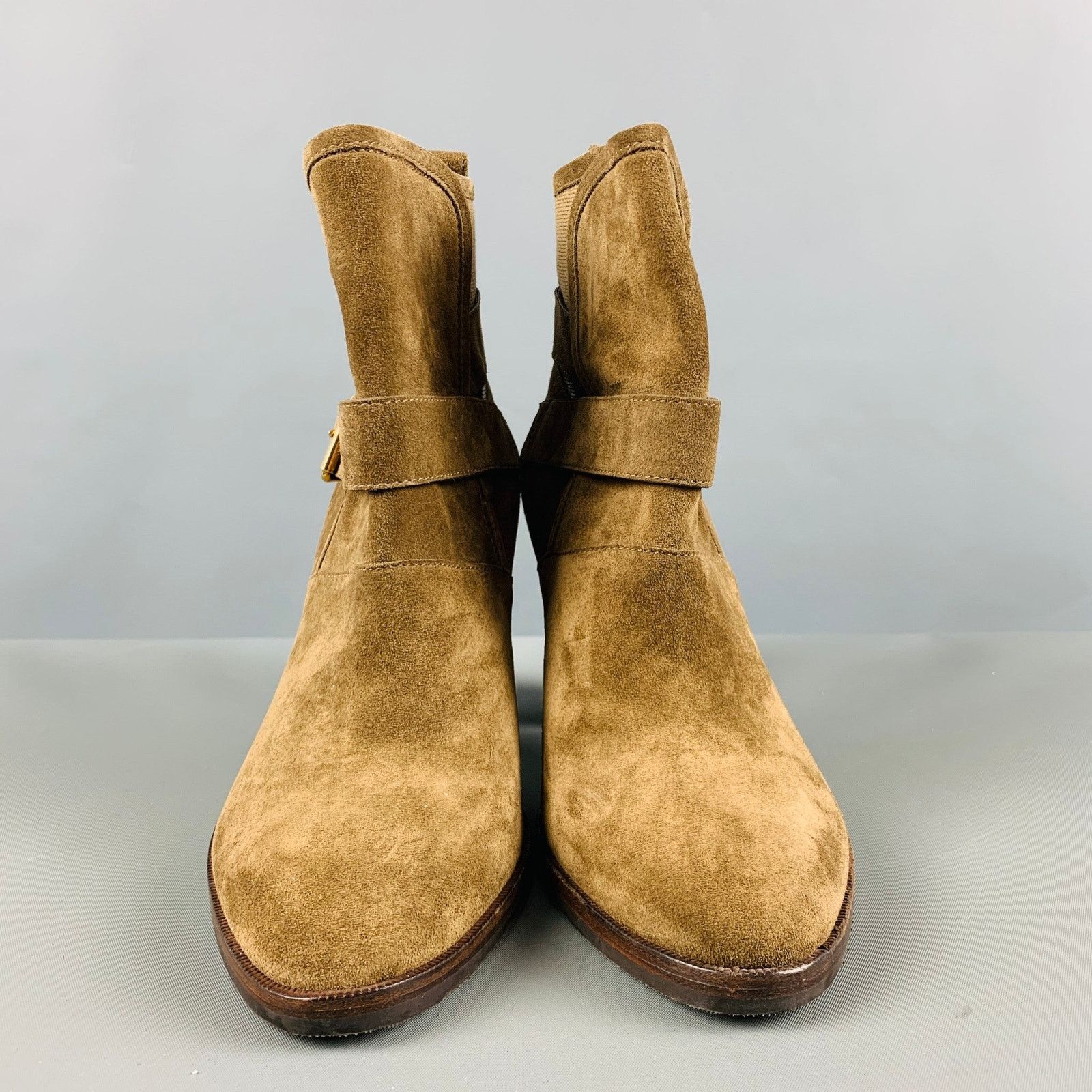 Burberry BURBERRY Size 11 Brown Suede Chunky heel Boots Size US 11 / IT 41 - 4 Thumbnail