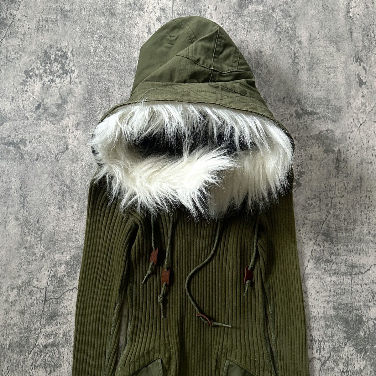 Junya Watanabe Runway AW10 “White Fur” Detachable Hood Ribbed-Knit Dress Size XS / US 0-2 / IT 36-38 - 4 Thumbnail