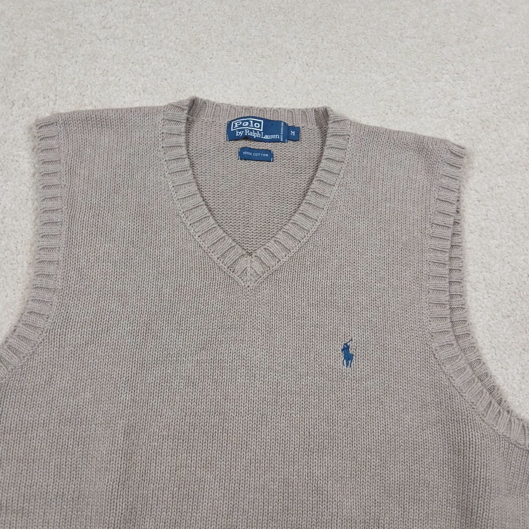 Polo Ralph Lauren Polo Ralph Lauren Sweater Vest Mens Medium Brown Vest Knit Cotton V-Neck Pockets Logo All Seasons Casual Golf Authentic Mens Size US M / EU 48-50 / 2 - 2 Thumbnail