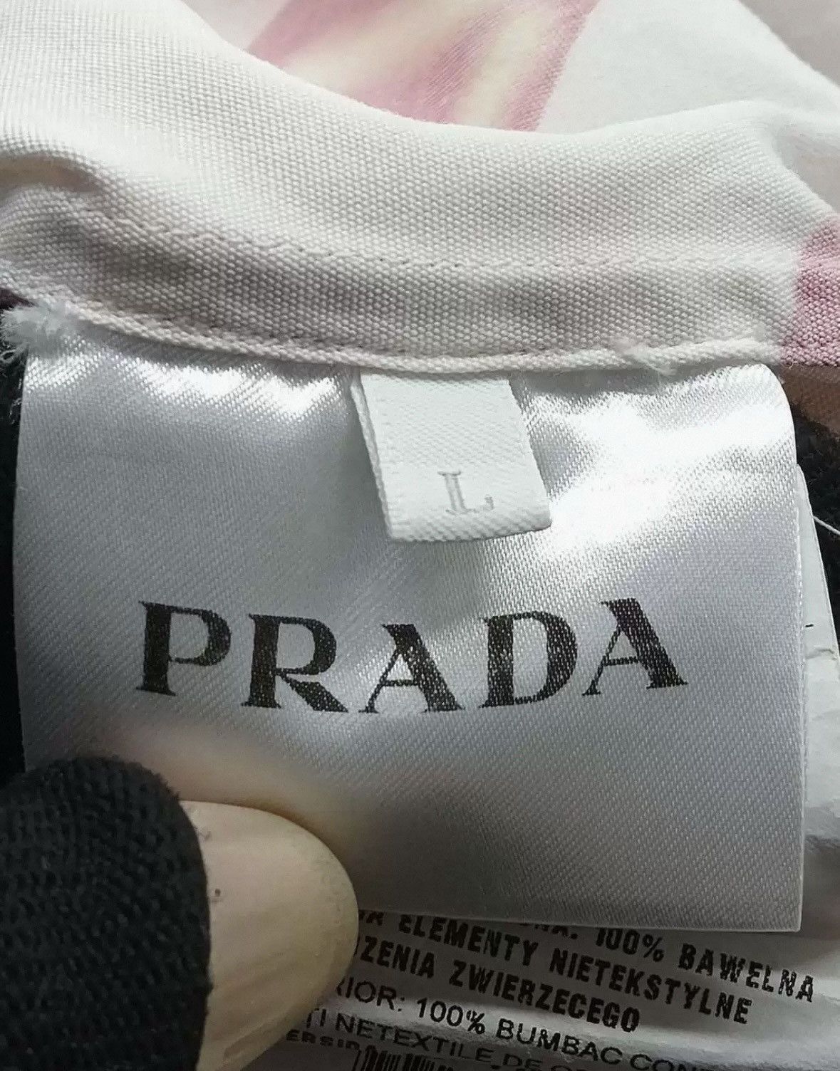 Prada Prada Red and White Patterned Short Sleeve Shirt. Size US L / EU 52-54 / 3 - 5 Thumbnail