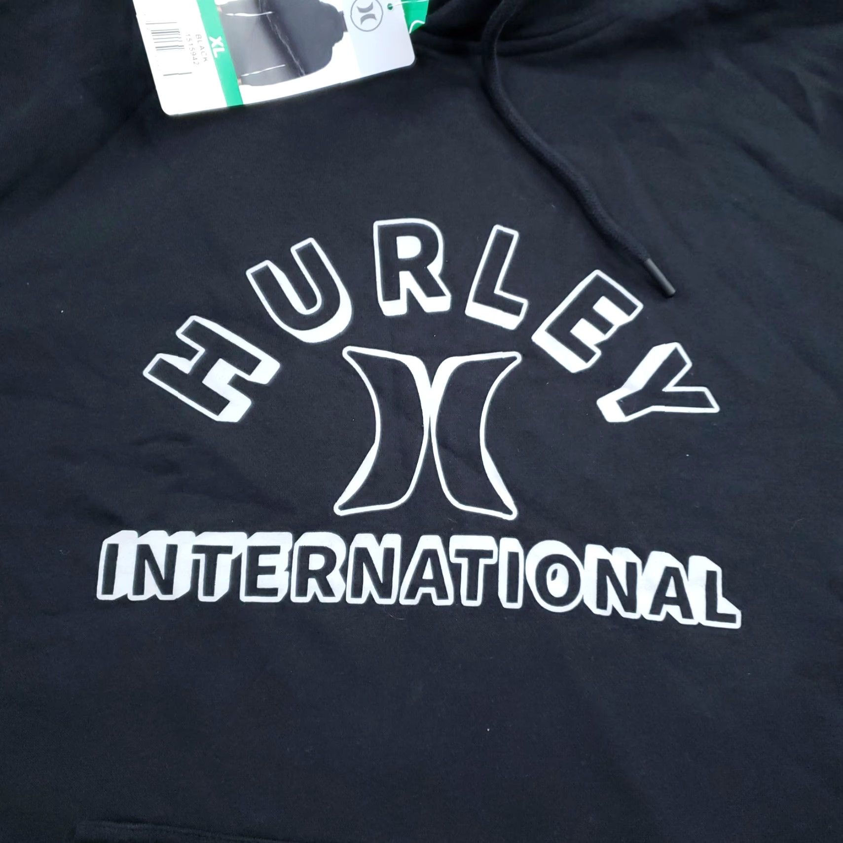 Hurley Hurley Hoodie Sweatshirt Mens XL Black Logo Pullover Fleece Hooded Pockets Graphic Print All Seasons Size US XL / EU 56 / 4 - 7 Thumbnail