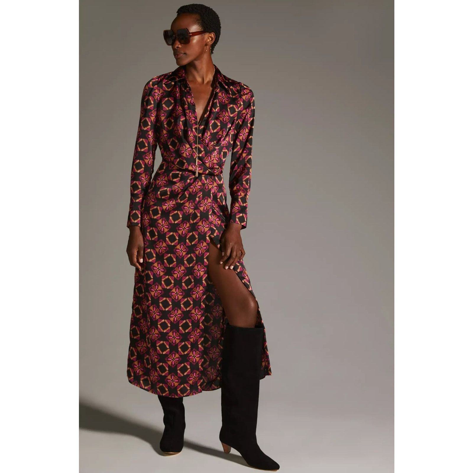Anthropologie × MISA Los Angeles New Anthropologie MISA Long-Sleeve Wrap Dress $435 MEDIUM Size M / US 6-8 / IT 42-44 - 2 Thumbnail