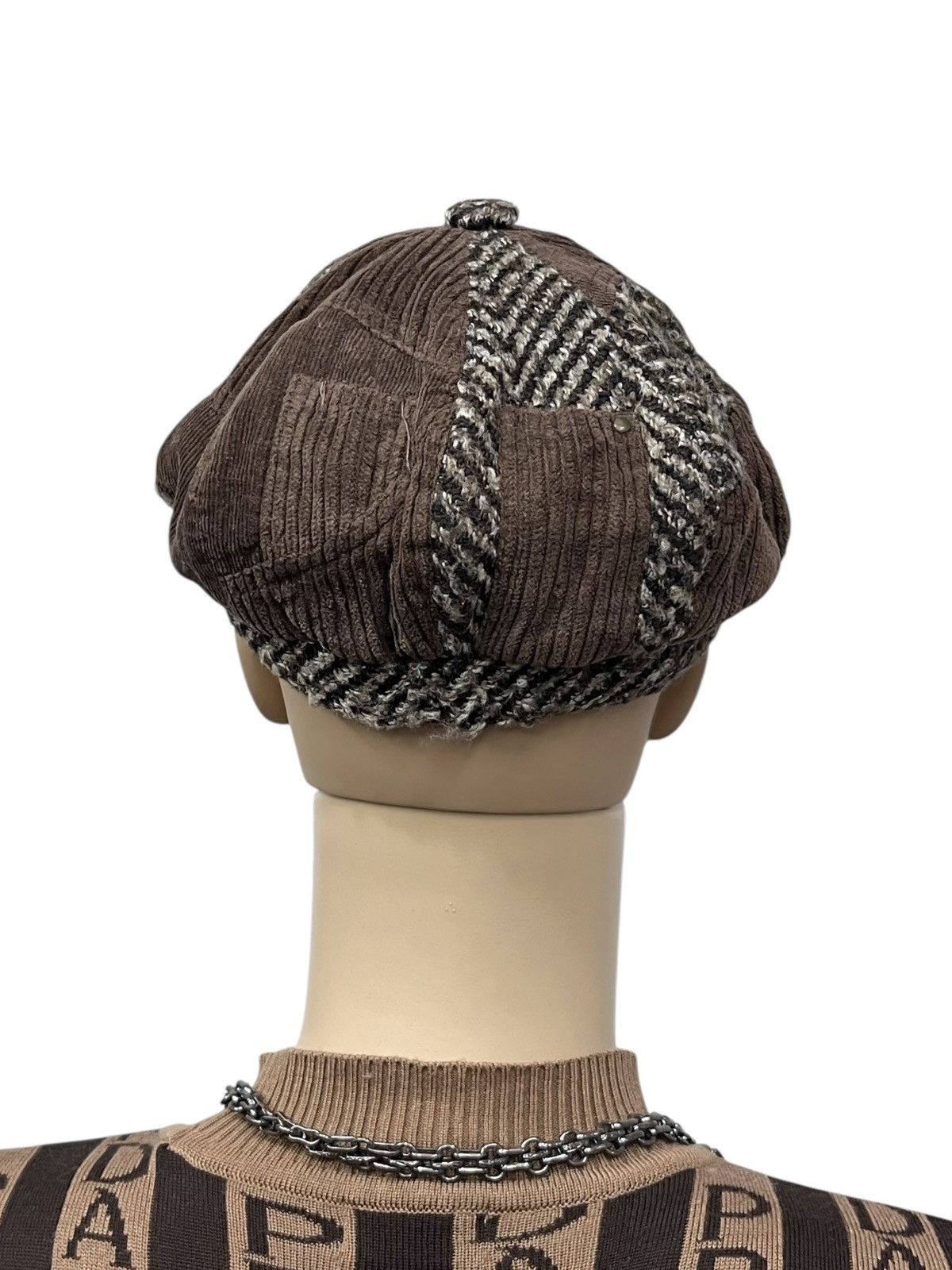 Designer Grunge Vintage Japanese Patchwork Corduroy Newsboy Hat Size ONE SIZE - 5 Thumbnail