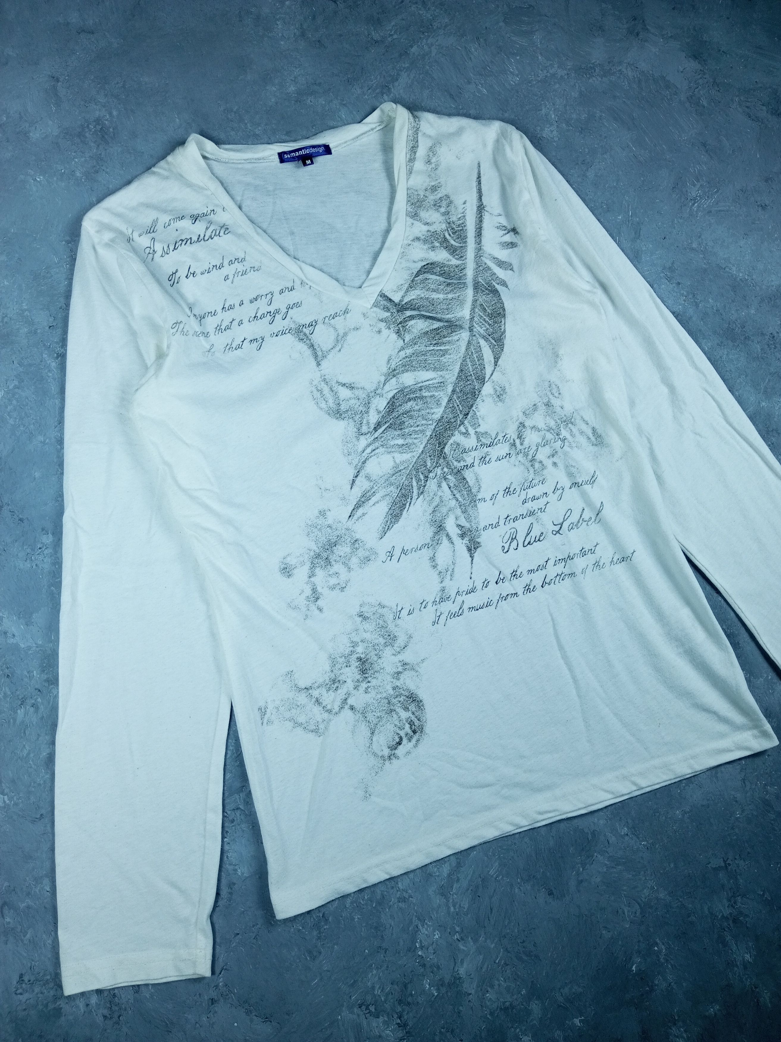 Japanese Brand SEMANTIC DESIGN POEM V NECK LONG SLEEVE TSHIRT Size US M / EU 48-50 / 2 - 3 Thumbnail
