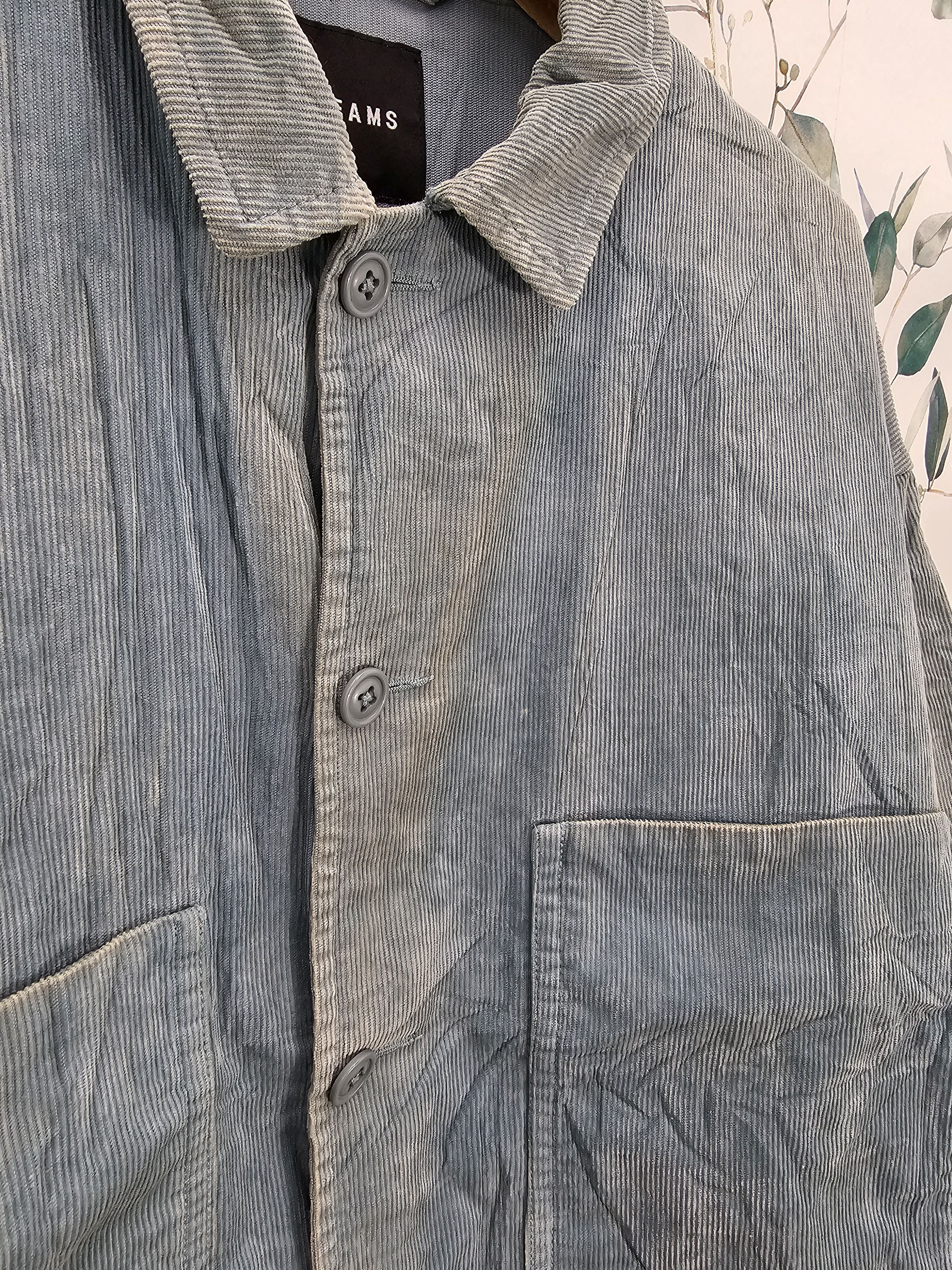 BEAMS Corduroy Faded Stain Blue Blazer Workwear Jacket J0103