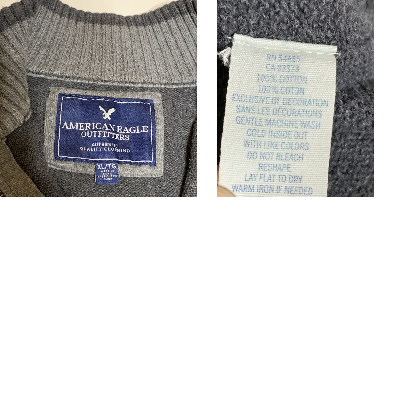 American Eagle Outfitters American Eagle Outfitters Sweater Men XL Gray 1/4 Zip 100% Cotton Pullover Mock Neck Logo KnIT Regular Size Type Size US XL / EU 56 / 4 - 8 Thumbnail