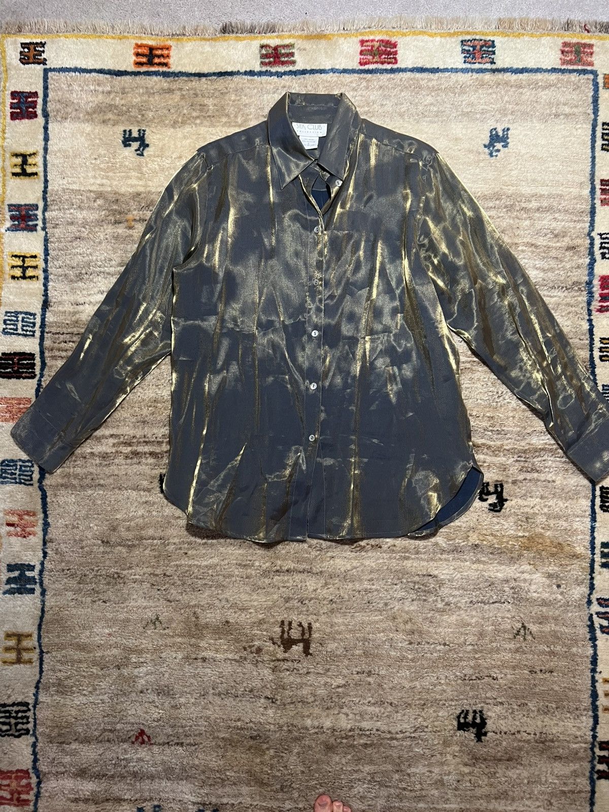Vintage Blue/gold shimmer blouse 🪲 Size S / US 4 / IT 40 - 1 Thumbnail