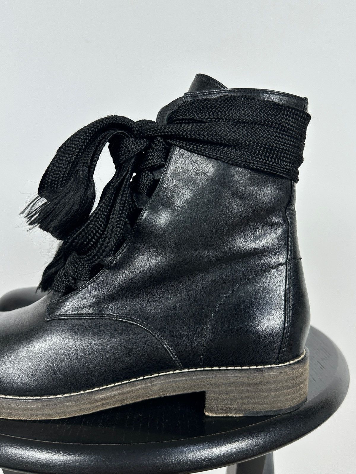 Chloe Chloe Harper Black Leather Combat Lace Up Ankle Boots Size US 6 / IT 36 - 13 Thumbnail