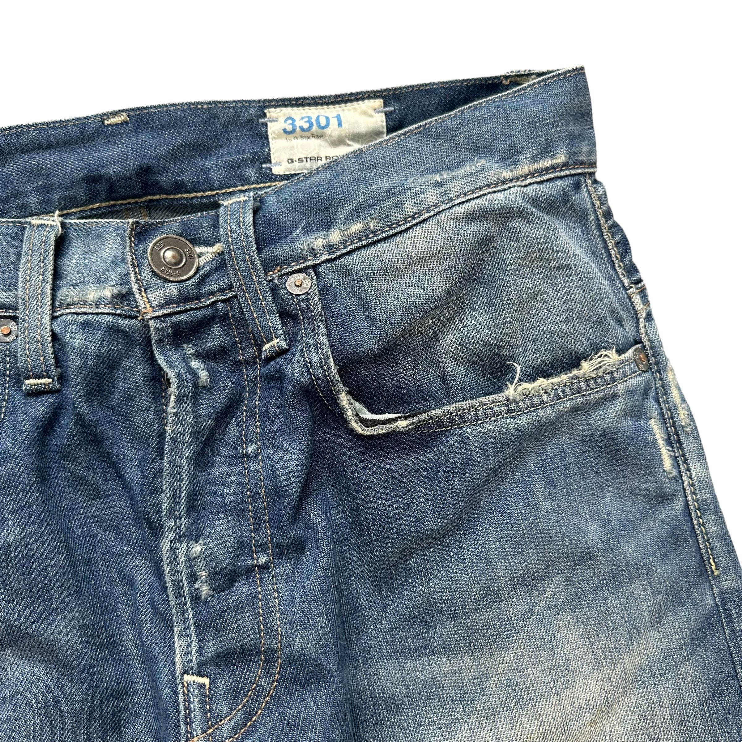 G-Star 3301 by G Star Raw Fly Button Distressed Denim Pant #9110-57 Size US 29 - 4 Thumbnail