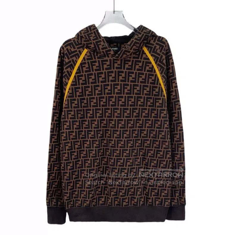 Fendi Fendi Dark Brown Logo Letter Full-Print Cotton Hooded Draw Size US L / EU 52-54 / 3 - 1 Thumbnail