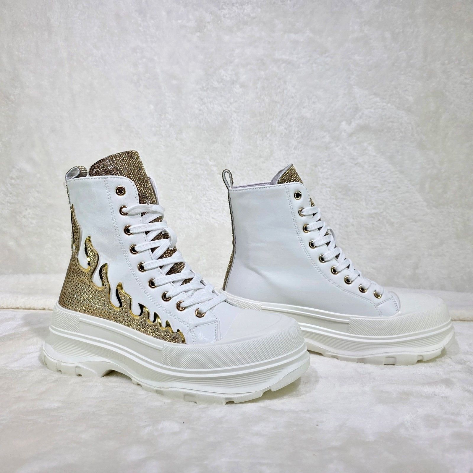 Other Scorch Combat Sneaker Boots With Rhinestone Flames Details W Size US 7 / IT 37 - 5 Thumbnail